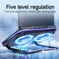 Support de refroidissement pour ordinateur portable pliable et réglable en hauteur avec 2 ventilateurs et 2 ports USB, en alliage, pour gaming et bureau