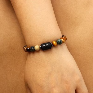 Brazalete de Cristal y Diamantes de Imitación con Diseño de Ojo de Tigre y los Doce Signos del Zodiaco, Estilo Bohemio Ortodoxo, Superventas - Product Image 4