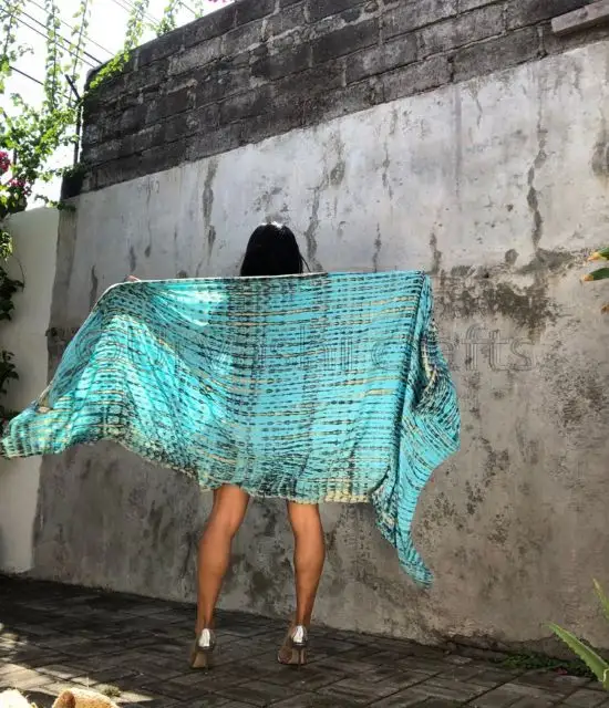 Khăn quàng cổ dân tộc khăn choàng kỳ nghỉ bãi biển phụ nữ che up vẽ tay TIE DYE sarong Bali sarong pareo bơi Khăn tắm