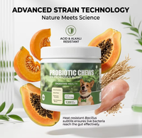 Approvisionnement direct usine OEM : Friandises à mâcher probiotiques naturelles pour chiens, complexe 6 souches, L-Glutamine, BCAA, huile de saumon, soutien digestif