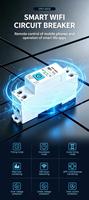 Disjoncteur intelligent Wi-Fi avec télécommande, mesure de puissance, matériau PA66, capacité de coupure 6 kA, montage sur rail