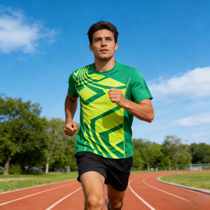 T-shirt de course à manches courtes, respirant, léger, à séchage rapide, avec impression par sublimation de logo personnalisé, pour la remise en forme en plein air - Product Image 5