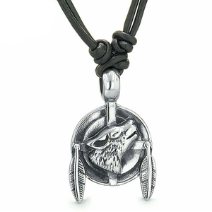 Verstelbare Lederen Rvs Noorse Viking Dier Wolf Ketting Hanger voor mannen