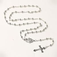 Chapelets catholiques, perles de prière de 5 mm, chapelet religieux, pendentif croix de Jésus, connecteur Vierge, collier, bijoux en gros