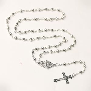 Chapelets catholiques, perles de prière de 5 mm, chapelet religieux, pendentif croix de Jésus, connecteur Vierge, collier, bijoux en gros - Product Image 4
