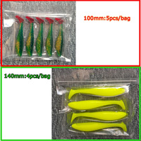 Leurre de pêche au fond en eau douce pour carpes, leurre artificiel souple en silicone flottant à queue en T, Brave SL00551/552(8), 10 cm/14 cm