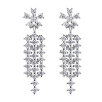 Joyería S925 plata esterlina circón nieve Stud pendientes temperamento borla pendientes Micro - Set orejas de diamante