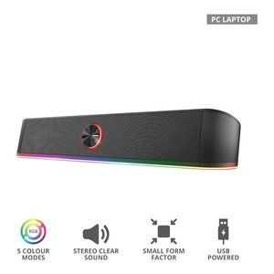Ensemble d'enceintes pour PC GXT 619 Thorne Rgb Soundbar éclairée noire 6W 24007 - Product Image 5
