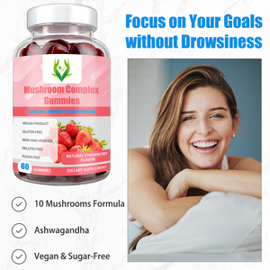 OEM Private Label Mushroom Complex Gummies Natural Strawberry Flavor Sugar-Free Supports Immune System with Sodium - Product Image 5
