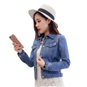 5% de Descuento Chaqueta Vaquera Delgada Sólida para Mujer, Tallas S-3XL, Estilo Coreano, Color Caramelo, Manga Larga, Venta al por Mayor, Primavera-Otoño - Product Image 1