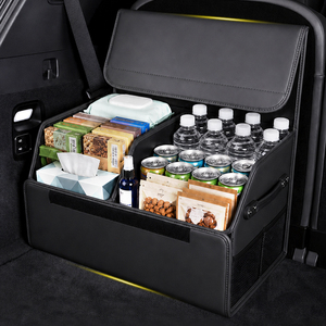 Organisateur de coffre de voiture pliable haut de gamme, accessoires de rangement <span class=keywords><strong>intérieur</strong></span>/extérieur pour voiture, boîte de rangement en cuir PVC, grande capacité, durable - Product Image 1