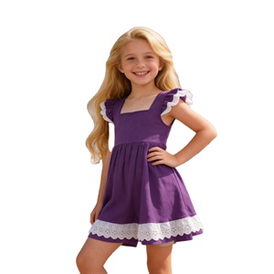 Conjunto de Vestido con Volantes de Encaje Inspirado en Princesas a Precio de Fábrica, Pantalones Cortos con Bolsillos, Color Sólido, Informal, 3 Piezas, Traje de Verano para Niñas Pequeñas - Product Image 1