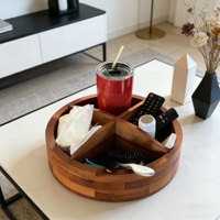 30 cm Akazienholz Lazy Susan Organizer, Runde Servierplatte mit 4 Fächern für Gewürze, Schrank, Kühlschrank