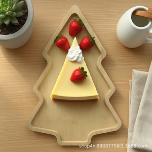 Bandejas de bambú con temática navideña, en forma de árbol, reno y gorro de Papá Noel, para servir frutas, postres, decoración para fiestas navideñas - Product Image 3