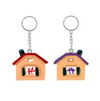 Portachiavi Promozionale Personalizzato a Forma di Casa per Agenti Immobiliari, Decorazione in Resina Epossidica Smaltata per Chiavi e Borse
