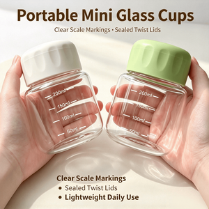 Bottiglia in Vetro per Bevande da 200ml, Stile Moderno, con Coperchio a Vite Creativo, Tazza Portatile per Uso Quotidiano e All'Aperto - Product Image 1