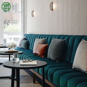 Vente en gros d'usine : Banquette de restaurant de luxe en velours et cuir, avec structure métallique courbée en forme de S, pour bar et restaurant - Product Image 5