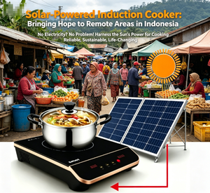 Cuisinière à induction solaire portable à brûleur unique pour usage domestique et en camping-car, compatible Hotpot, étanche, autonomie de 3 heures, 1L, ébullition en 6 minutes - Product Image 1