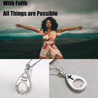 Collier en acier inoxydable Novirassine, vente en gros, pendentif goutte d'eau religieux inspirant avec bijoux de la foi, achat en gros maintenant