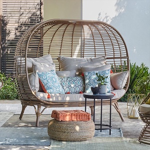 Divano Doppio in Rattan per Esterni Stile Nordico, Combinazione Letto Artistico in Rattan, Sedia a Dondolo <span class=keywords><strong>da</strong></span> <span class=keywords><strong>Giardino</strong></span> Tipo Nido d'Uccello - Product Image 4