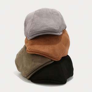 Nouveau Béret Populaire en Daim Végétalien Automne-Hiver pour Homme, Chapeau de Boulanger Tendance, Chapeau Ivy à Bord Court pour Voyage en Extérieur - Product Image 1