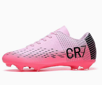 Chaussures de football basses blanches et roses, respirantes, à lacets, pour jeunes