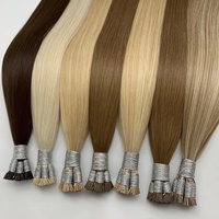 Extensions de cheveux pré-collées I-Tip, cheveux vierges brésiliens bruts, kératine, grade 12A, sans perte, doux et soyeux, double trame