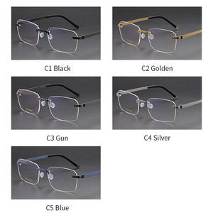 2434, venta al por mayor, marco cuadrado óptico sin marco, gafas sin montura, gafas para hombres y mujeres, gafas ópticas de titanio de alta calidad - Product Image 5