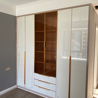 Armoire à portes coulissantes en MDF, moderne, blanche, pour chambre principale, brun charbon, teck, marbre, rustique