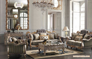 De Lujo rojo y oro de sala de estar muebles de madera antigua Real sofá conjunto oro polaco real Maharaja de oro tallada sofá - Product Image 6