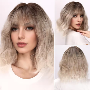 Perruque ondulée dorée dégradée tendance européenne et américaine 2025, perruque haut de gamme pour femmes - Product Image 3