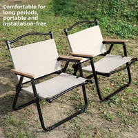 Chaise pliante portable SYNC F25 Kermit en hêtre pour extérieur, pêche, camping, loisirs, plage, style lune