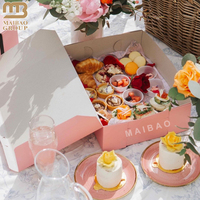 Boîte de traiteur jetable en kraft grand format, personnalisable, pour thé de l'après-midi, emballage recyclable pour biscuits, snacks et desserts