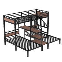 Litera triple metálica con estantes de almacenamiento y escaleras, que ahorra espacio, disponible para ODM/OEM