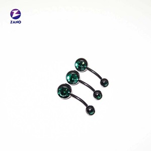 Anello per <span class=keywords><strong>Ombelico</strong></span> in Acciaio Inossidabile per Bambini con Doppio Cristallo, <span class=keywords><strong>Piercing</strong></span> all'<span class=keywords><strong>Ombelico</strong></span>, Calibro 14, Placcato <span class=keywords><strong>Oro</strong></span> 18K, Regalo di Nozze - Product Image 2