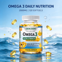 Gélules d'huile de poisson Oméga 3 2000mg avec EPA et DHA élevés pour le cœur et le cerveau, supplément OEM ODM à marque privée, 120 gélules