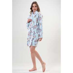 Bata de Felpa Azul Cristal para Mujer, Manga Larga, Suave, Informal, Ropa de Dormir - Product Image 6