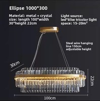 Lustre LED ovale moderne et minimaliste de luxe en verre couleur cuivre, à intensité variable, avec garantie de 2 ans pour les salons domestiques