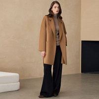 Manteau Femme Hiver 2026 en Cachemire et Laine Double Face CEID, Style Commuter, avec Dentelle Perlée et Épaisse Doublure Polaire, à Lacets