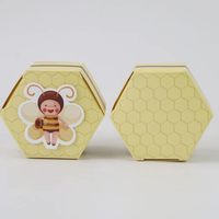 Boîtes de faveur de mariage Conteneur d'emballage de chocolat Boîte de friandises Papier Ruche Hexagone Forme Boîte de bonbons pour Baby Shower Fête nuptiale