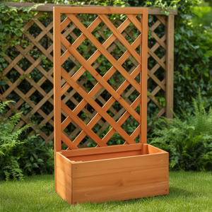 Pot de fleurs en bois de sapin massif, orange, moyen, durable, style rustique, utilisation intérieure/extérieure, conteneur pour plantes de jardin - Product Image 2