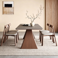 Table à manger en pierre frittée de style vintage rétro pour la maison, petit espace, design minimaliste moderne français, ensemble assemblé