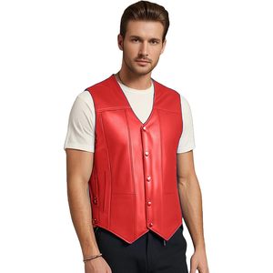 FOXA Gilet en cuir véritable pour homme, sans manches, à lacets, pour motocycliste, taille adulte - Product Image 2