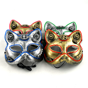 <span class=keywords><strong>Masque</strong></span> LED Lumineux Visage de Chat, <span class=keywords><strong>Masque</strong></span> Steampunk, Décoration d'<span class=keywords><strong>Halloween</strong></span> pour Soirées DJ, Brille dans le Noir - Product Image 5