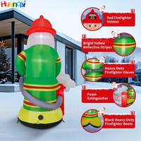 Nouveau Père Noël pompier gonflable, décoration gonflable tenant un extincteur, Père Noël souriant pour la décoration de la cour