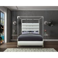 Kainice alta calidad estilo europeo plata cristal acrílico Metal dosel cama marco con acentos cromados plegable tamaño Queen King