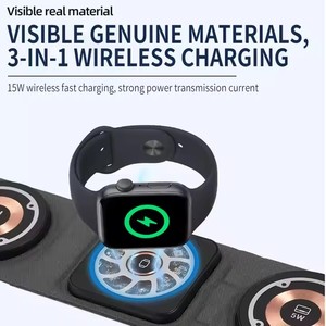 3 en 1 viaje portátil 15W cargador inalámbrico rápido placas de carga magnéticas estación de carga para teléfono móvil <span class=keywords><strong>iwatch</strong></span> auriculares - Product Image 2