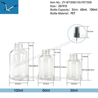 Vide en gros 30ml 60ml 100ml pour PET flacon pulvérisateur à brume fine spray pour les cheveux parfum cosmétiques tampon or sérigraphie personnalisée