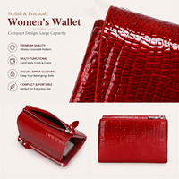 Dompet Kulit Mewah Wanita Kulit Asli Motif Buaya Dompet Pendek Dompet Kartu untuk Wanita Tempat Kartu Kustom
