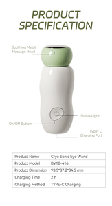 Masseur oculaire 2-en-1 <span class=keywords><strong>Sonic</strong></span> Cooling avec tête en acier inoxydable, baguette électrique portable à compresse froide pour soulager les cernes et les poches - Product Image 6